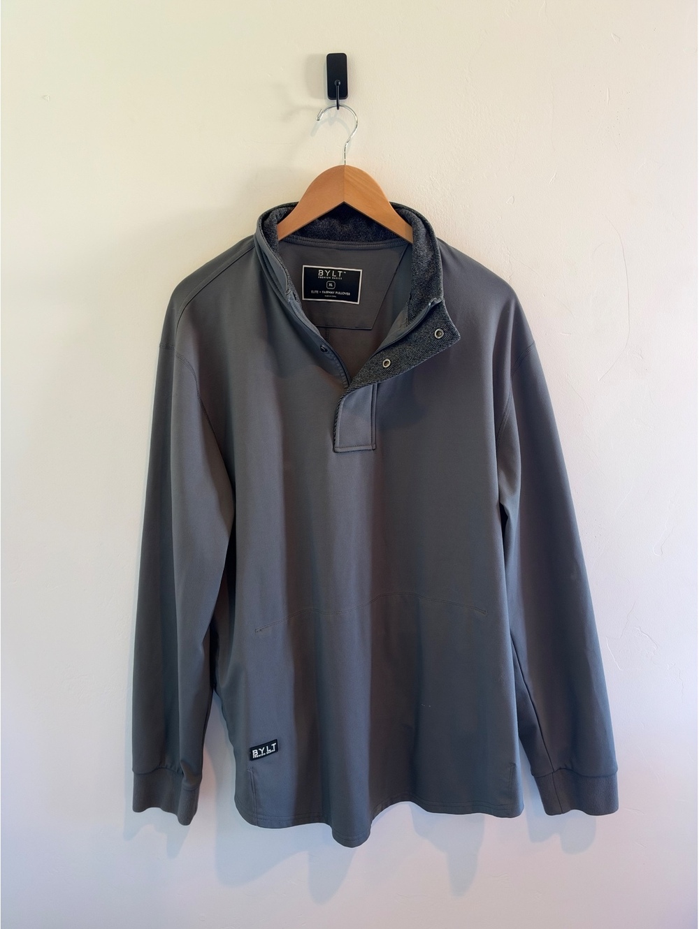 BYLT Premium Basics Elite Fairway Pullover Men’s XL Gray Snap Quarter Zip